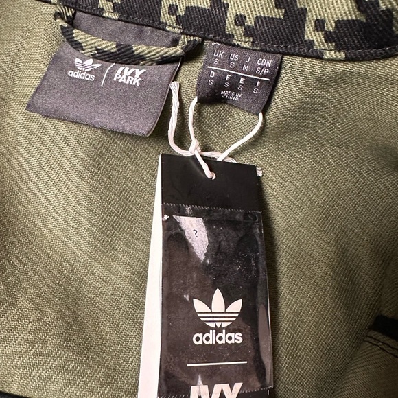 Adidas x Ivy Park Twill Heavyweight Jacket Green & Black Houndstooth Sz S NWT - Picture 10 of 17